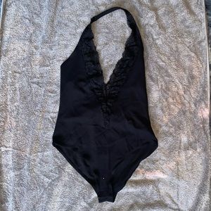 Black halter bodysuit